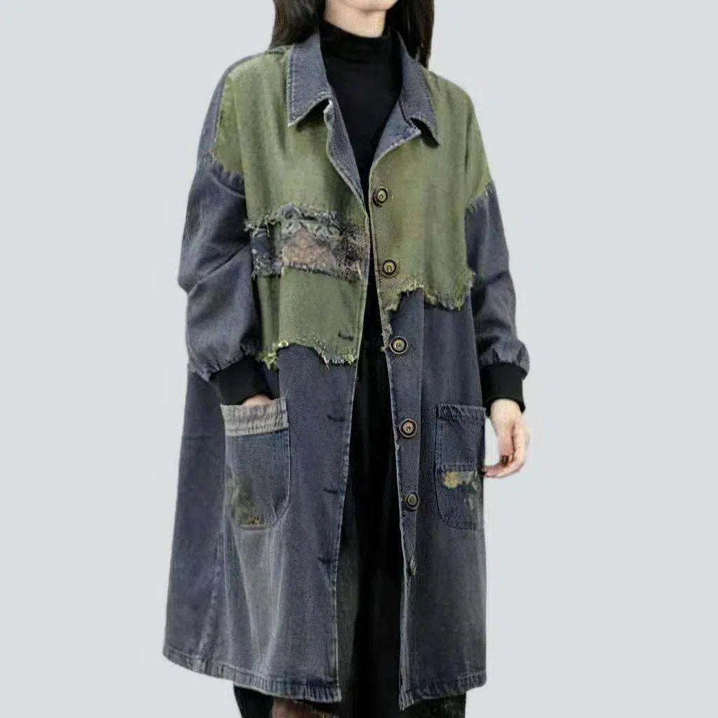 Patchwork dark women's denim coat | Jeans4you.shop