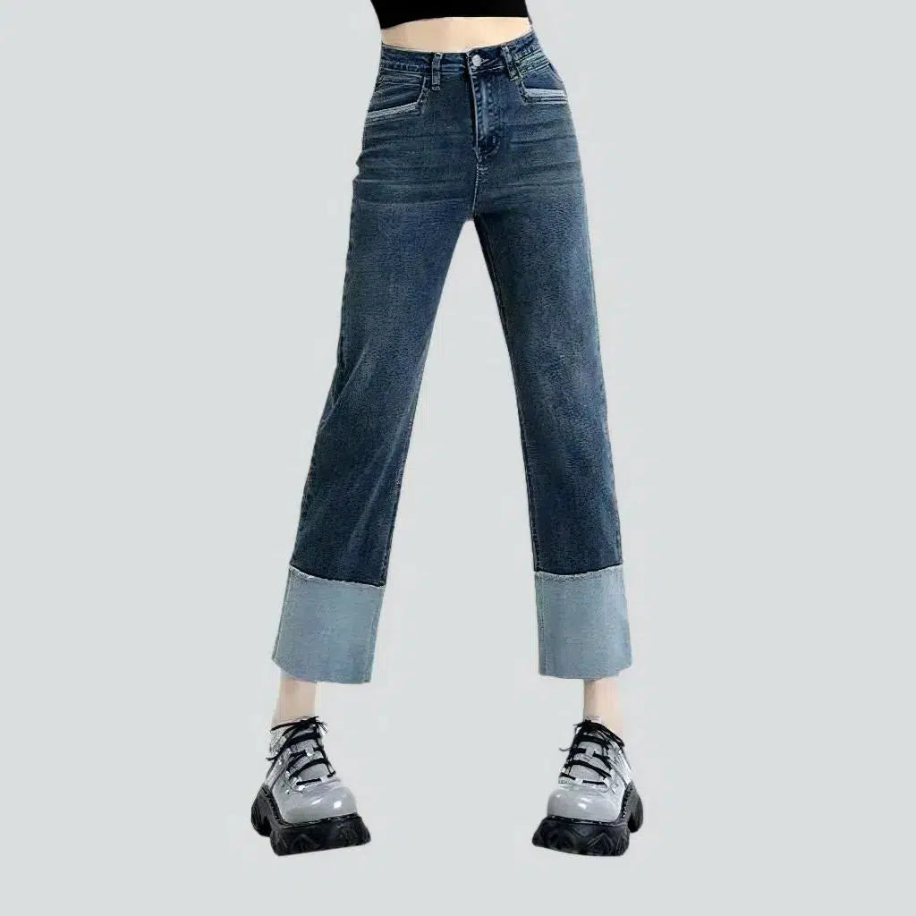 Patchwork hem women's street jeans | Jeans4you.shop