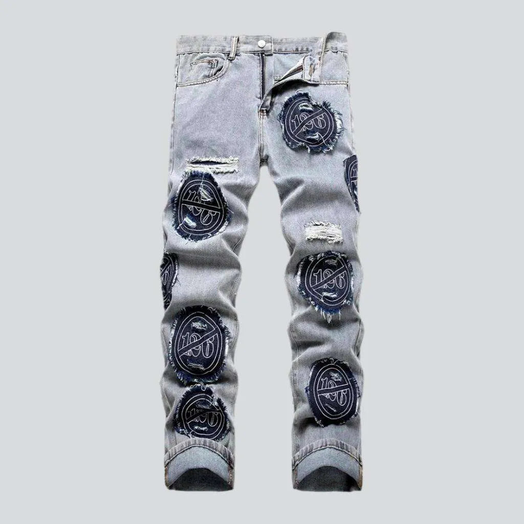 Patchwork light wash jeans | Jeans4you.shop