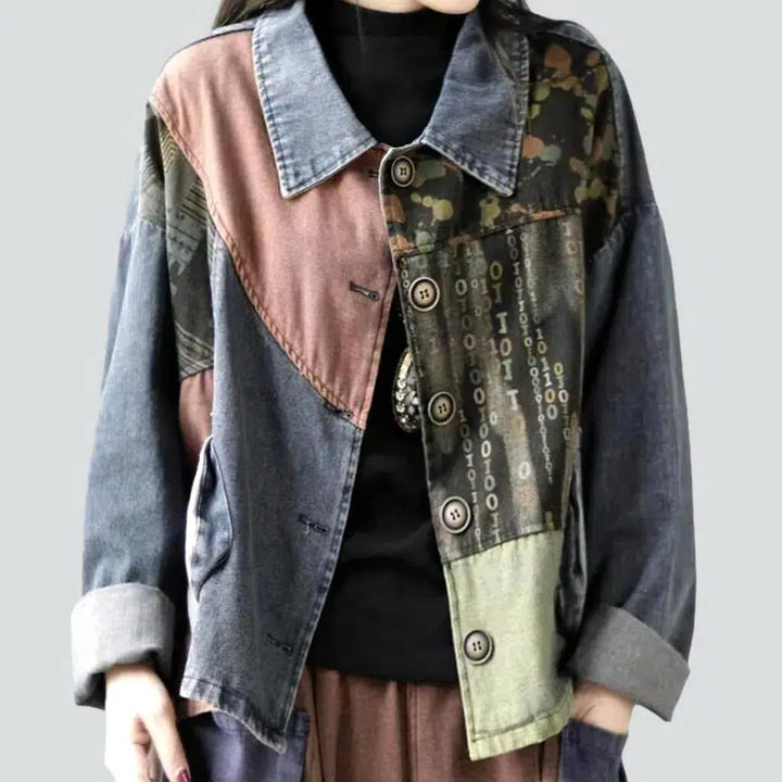 Patchwork oversized denim jacket
 for women | Jeans4you.shop