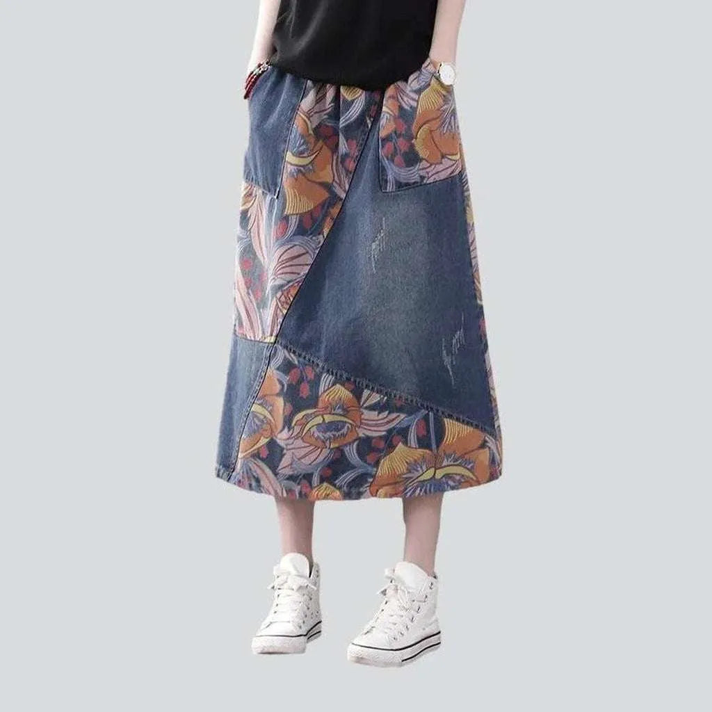 Patchwork painted women's denim skirt | Jeans4you.shop