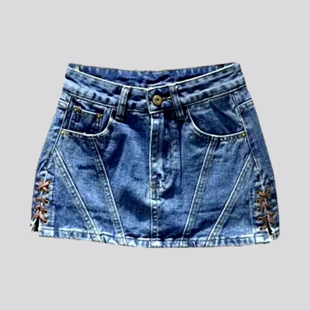 Patchwork-stitching jean skort | Jeans4you.shop