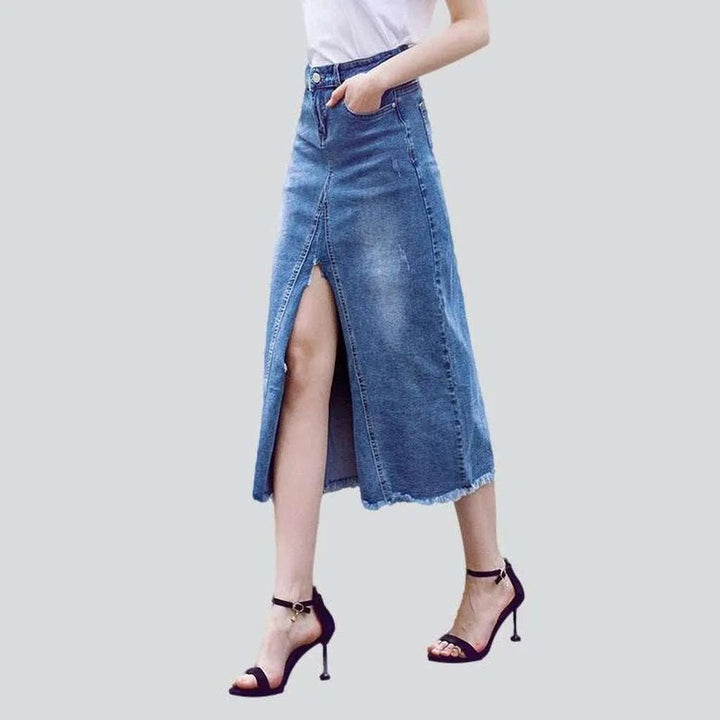 Pencil slit long jeans skirt | Jeans4you.shop