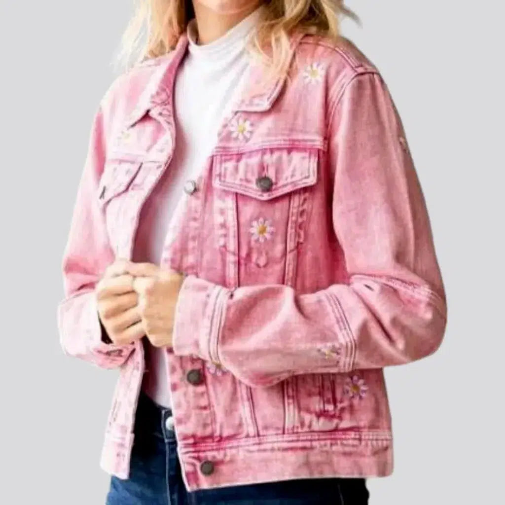 Pink color women's jean jacket | Jeans4you.shop