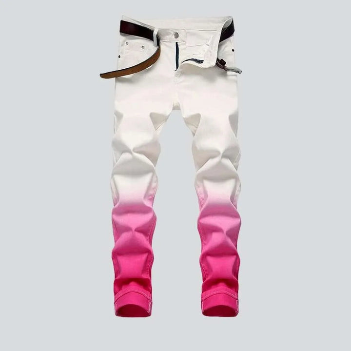 Pink contrast white men's jeans | Jeans4you.shop