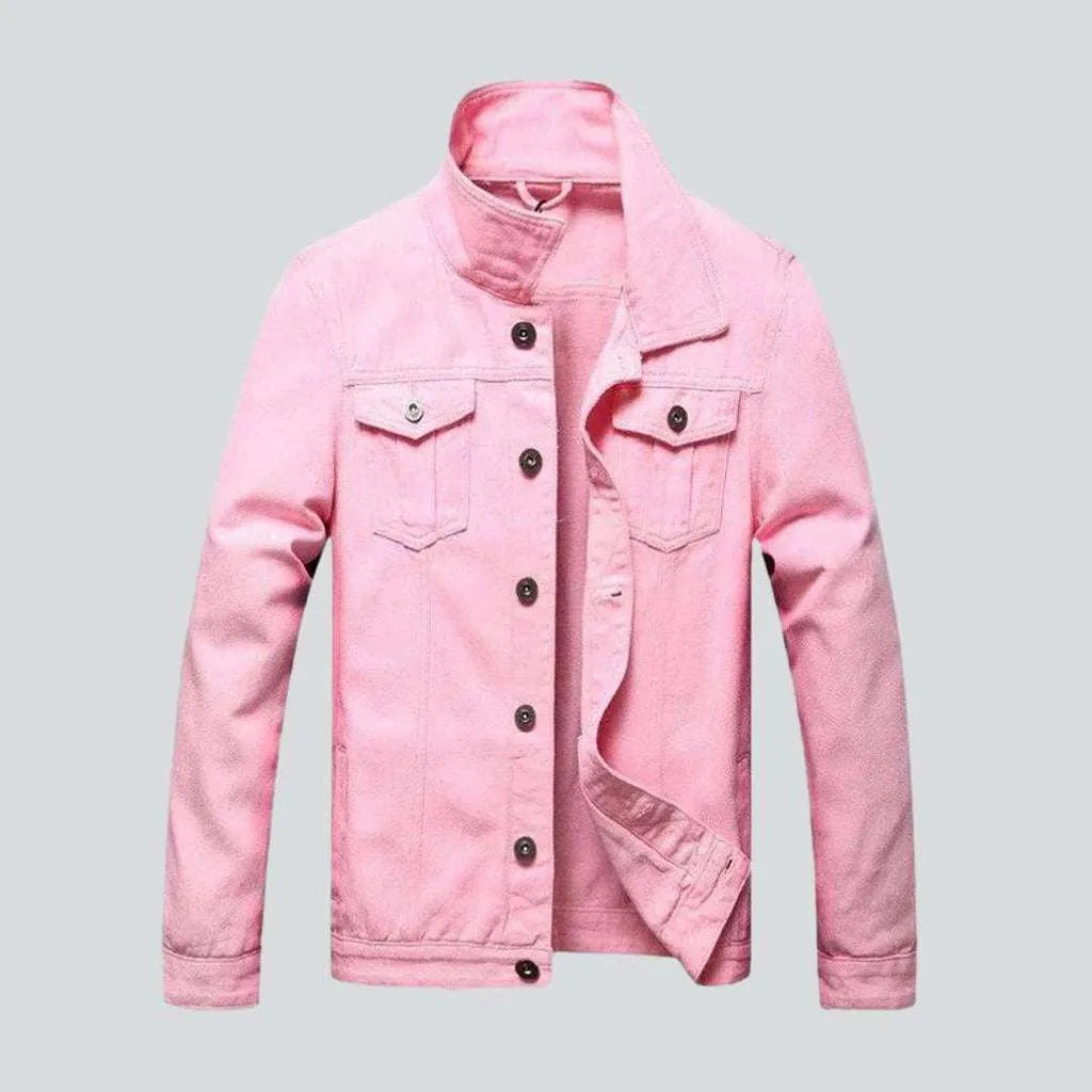 Pink slim men's denim jacket | Jeans4you.shop