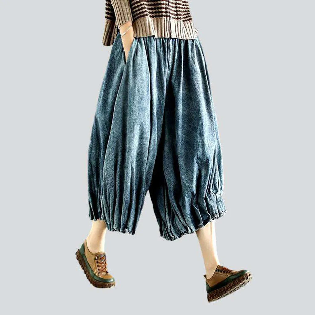 Pleated culottes denim pants | Jeans4you.shop
