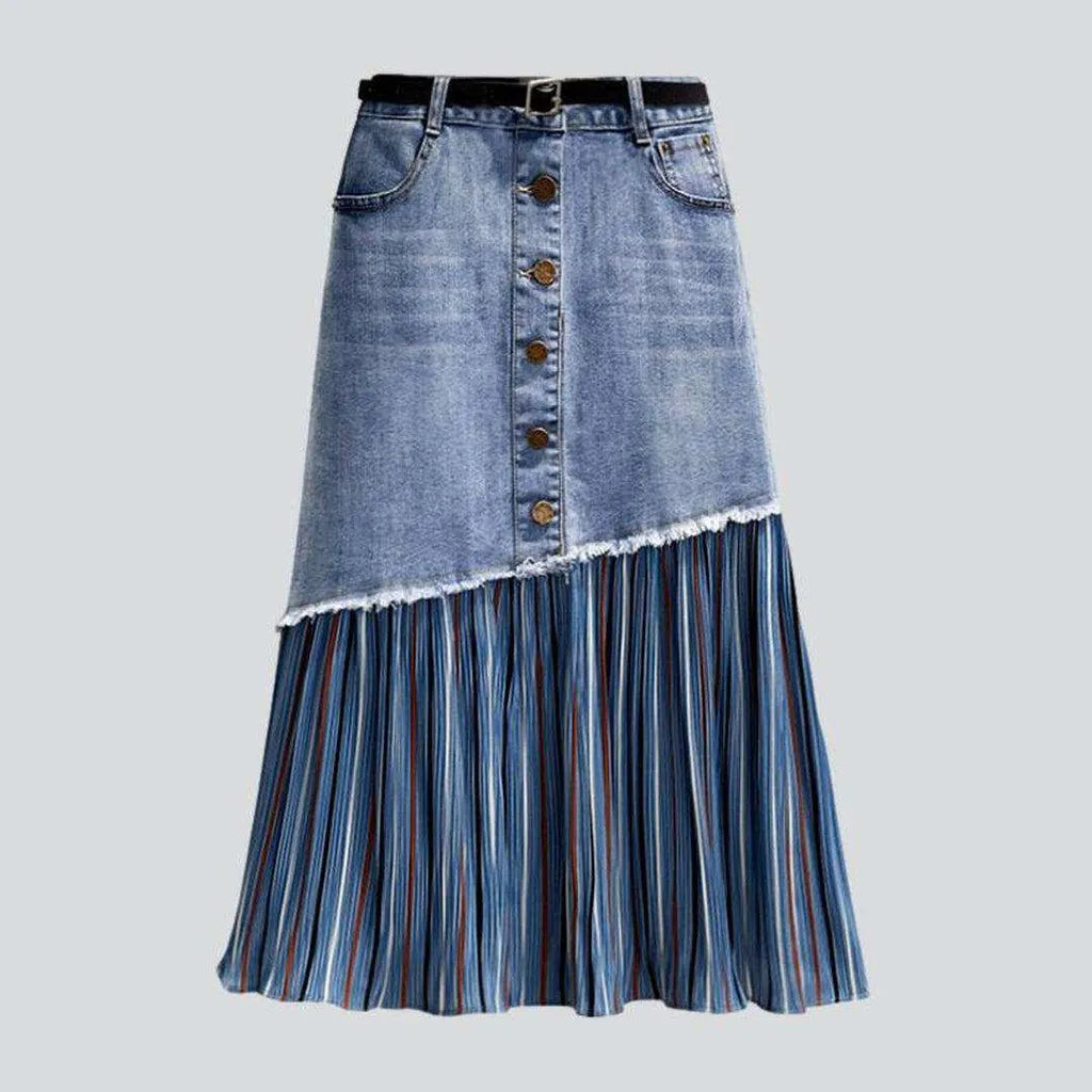 Pleated long jean skirt | Jeans4you.shop