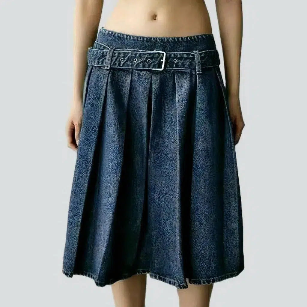 Pleated medium wash jean skirt
 for ladies | Jeans4you.shop