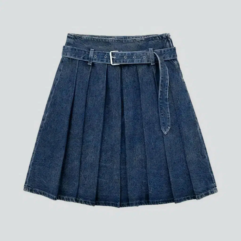 Pleated mid-waist denim skirt
 for women | Jeans4you.shop