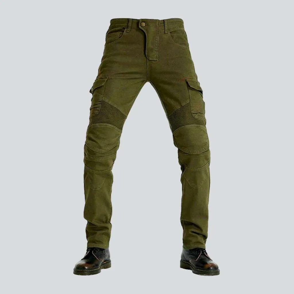 Protective khaki color biker jeans | Jeans4you.shop