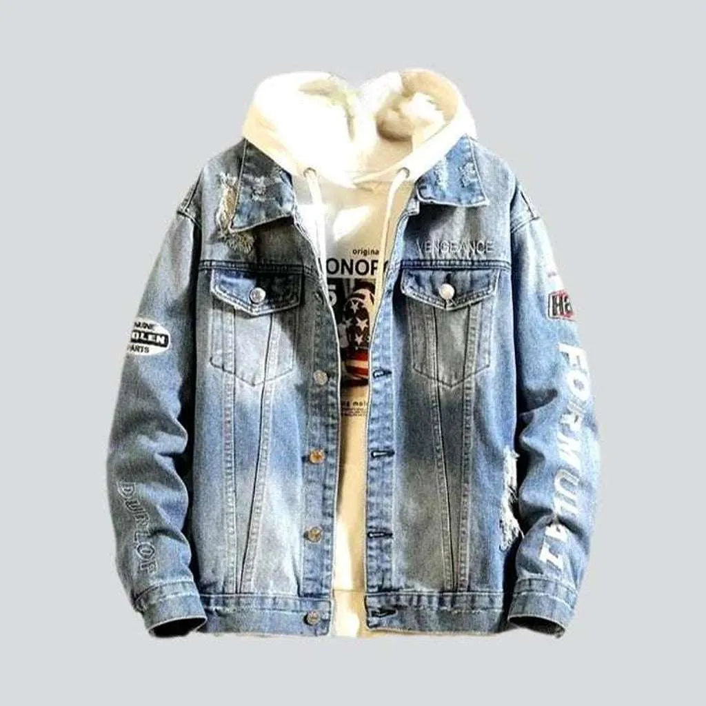 Racing denim jacket with patches | Jeans4you.shop