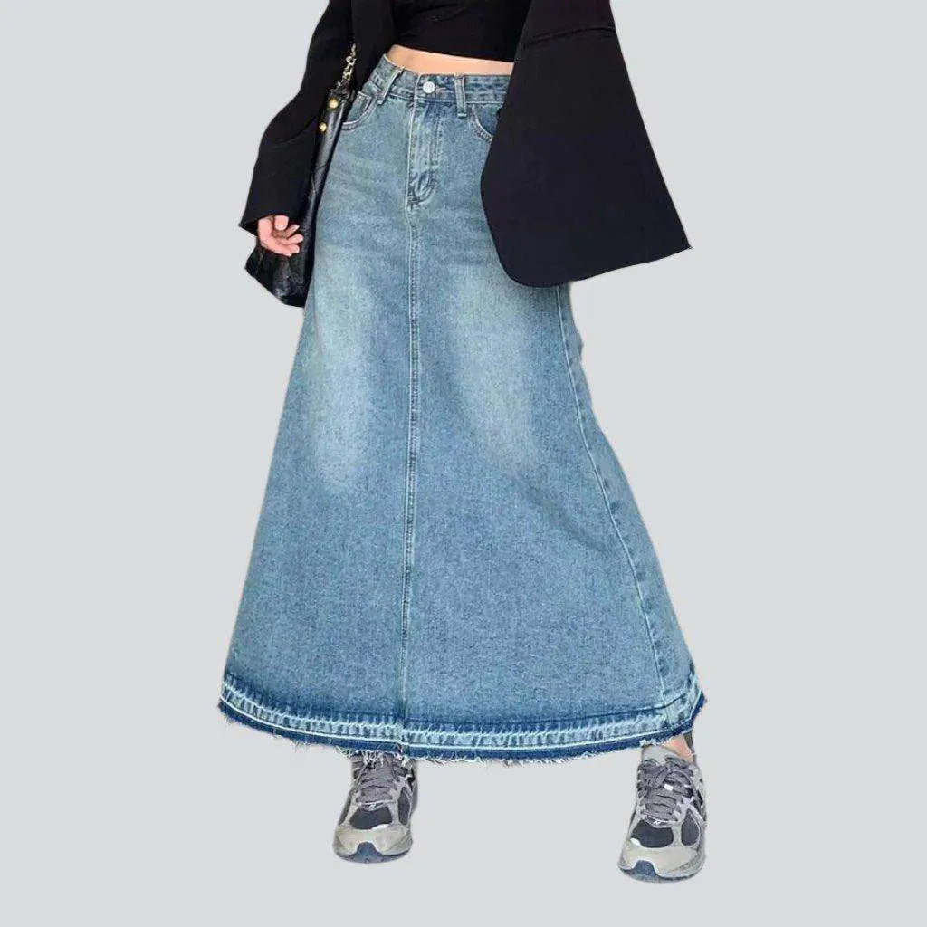 Raw hem a-line denim skirt | Jeans4you.shop