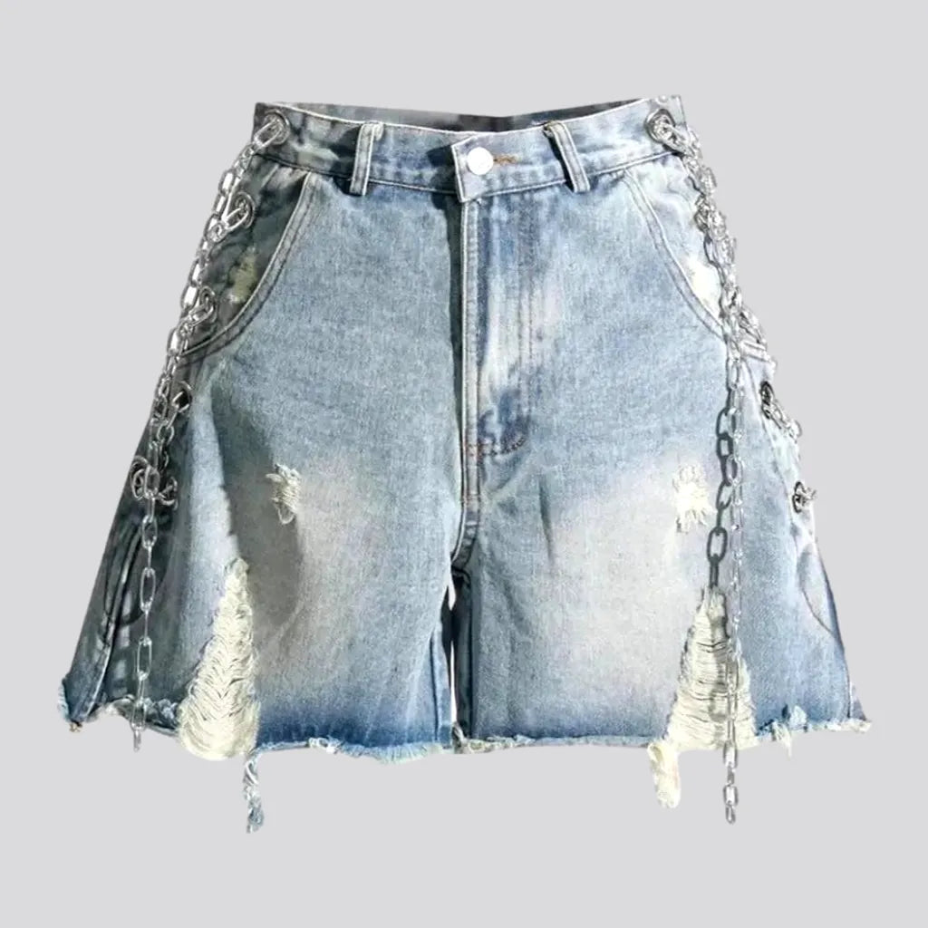 Denim shorts with shops pearls