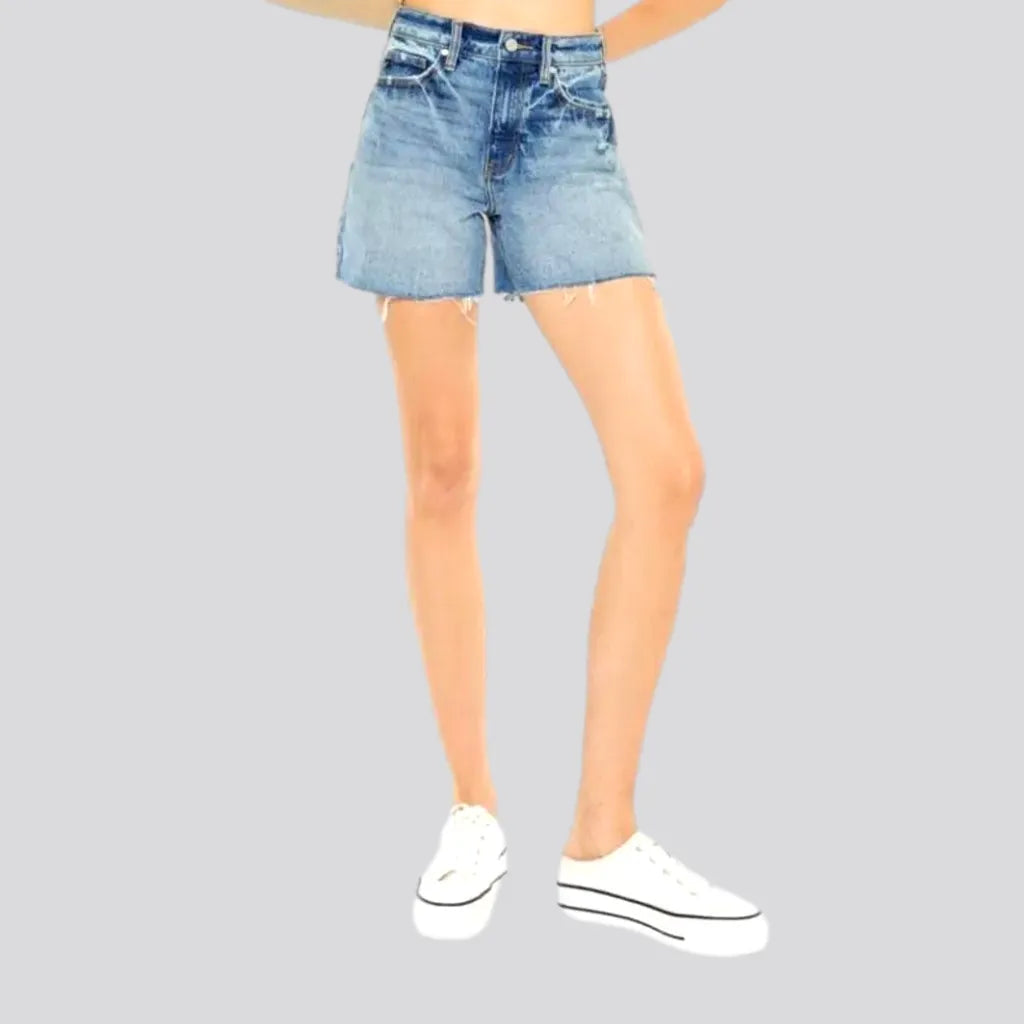 Raw-hem high-waist denim shorts for ladies | Jeans4you.shop