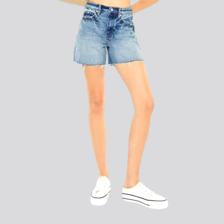 Raw-hem high-waist denim shorts for ladies | Jeans4you.shop