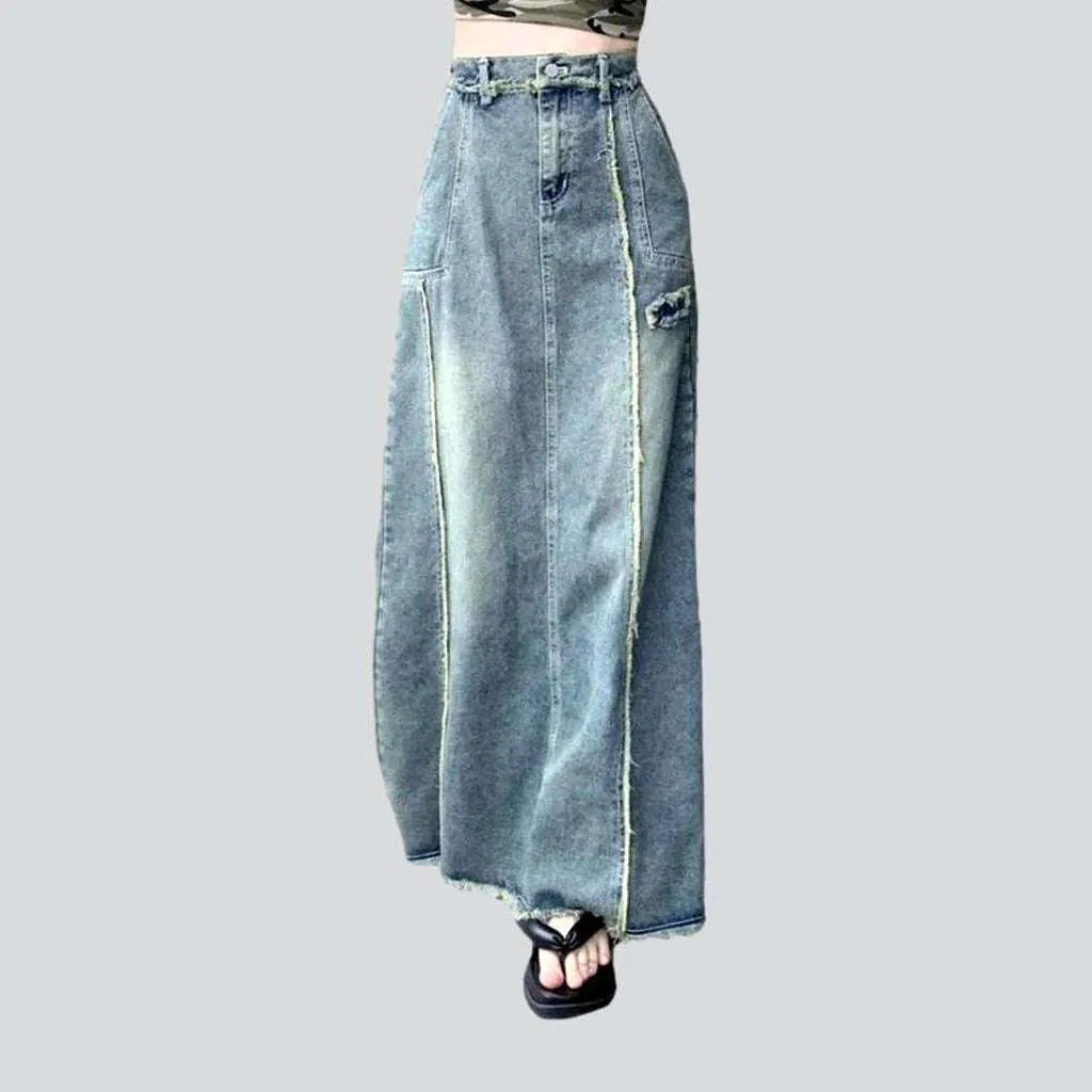 Raw hem high-waist denim skirt
 for ladies | Jeans4you.shop