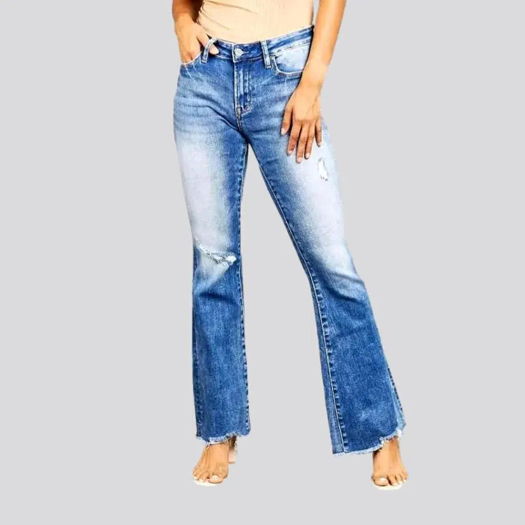Raw-hem medium-wash jeans
 for ladies | Jeans4you.shop