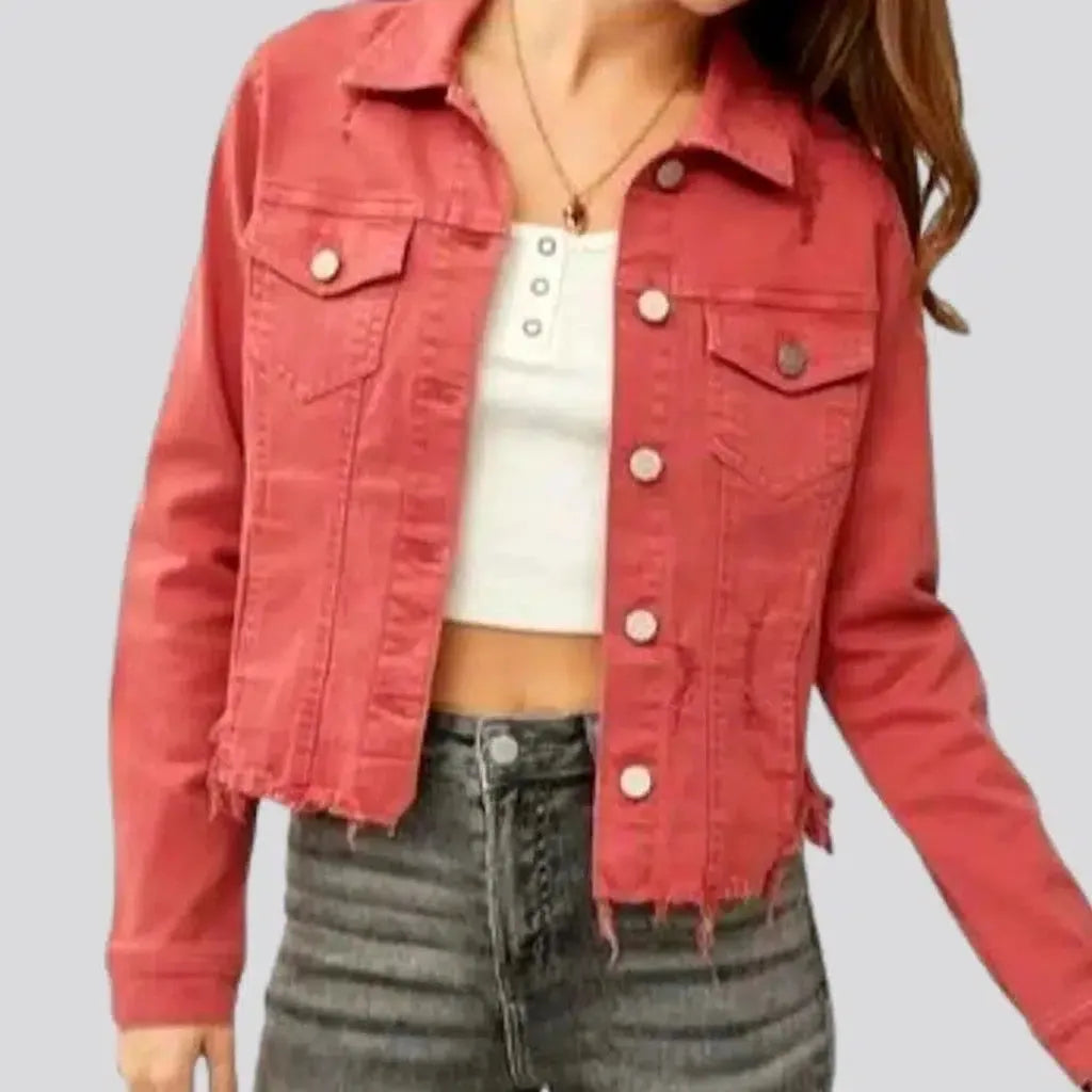Raw-hem moderate-stretch denim jacket
 for women | Jeans4you.shop