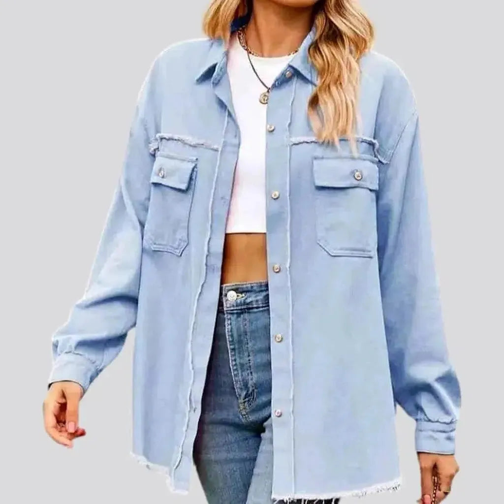 Raw-hem oversized women's denim jacket | Jeans4you.shop