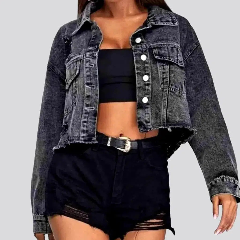Raw-hem oversized women's jean jacket | Jeans4you.shop