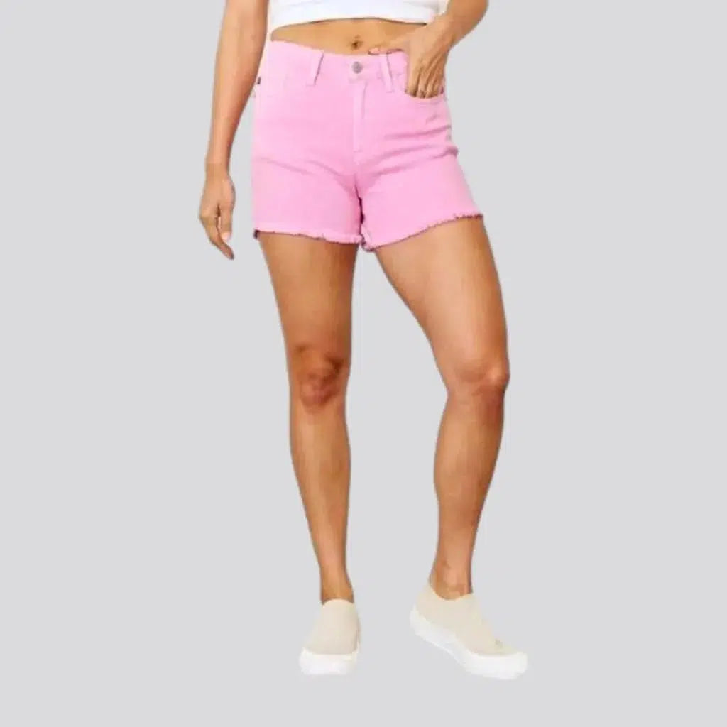 Raw-hem pink denim shorts
 for women | Jeans4you.shop