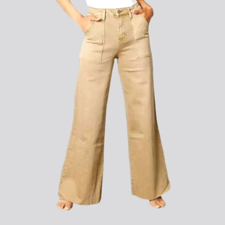 Raw-hem sand jeans
 for ladies | Jeans4you.shop