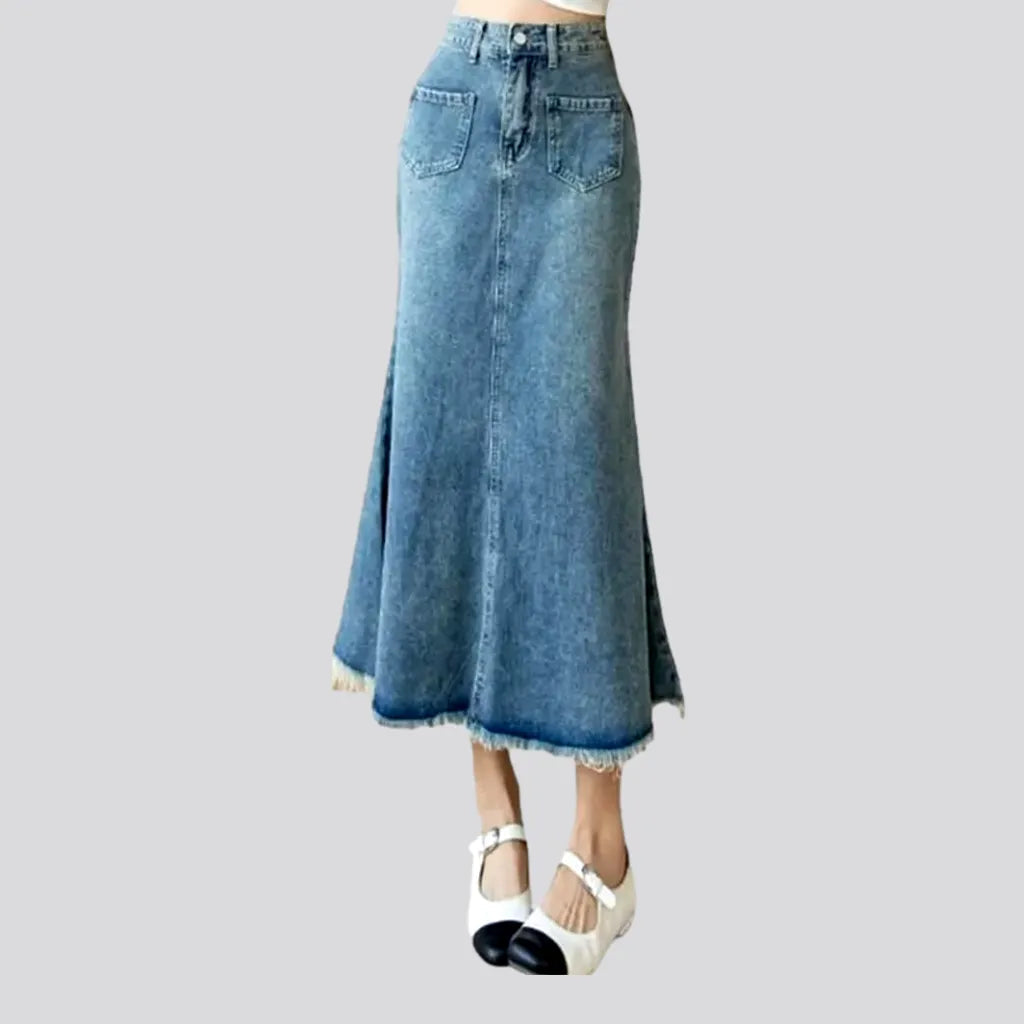 Raw-hem sanded denim skirt | Jeans4you.shop