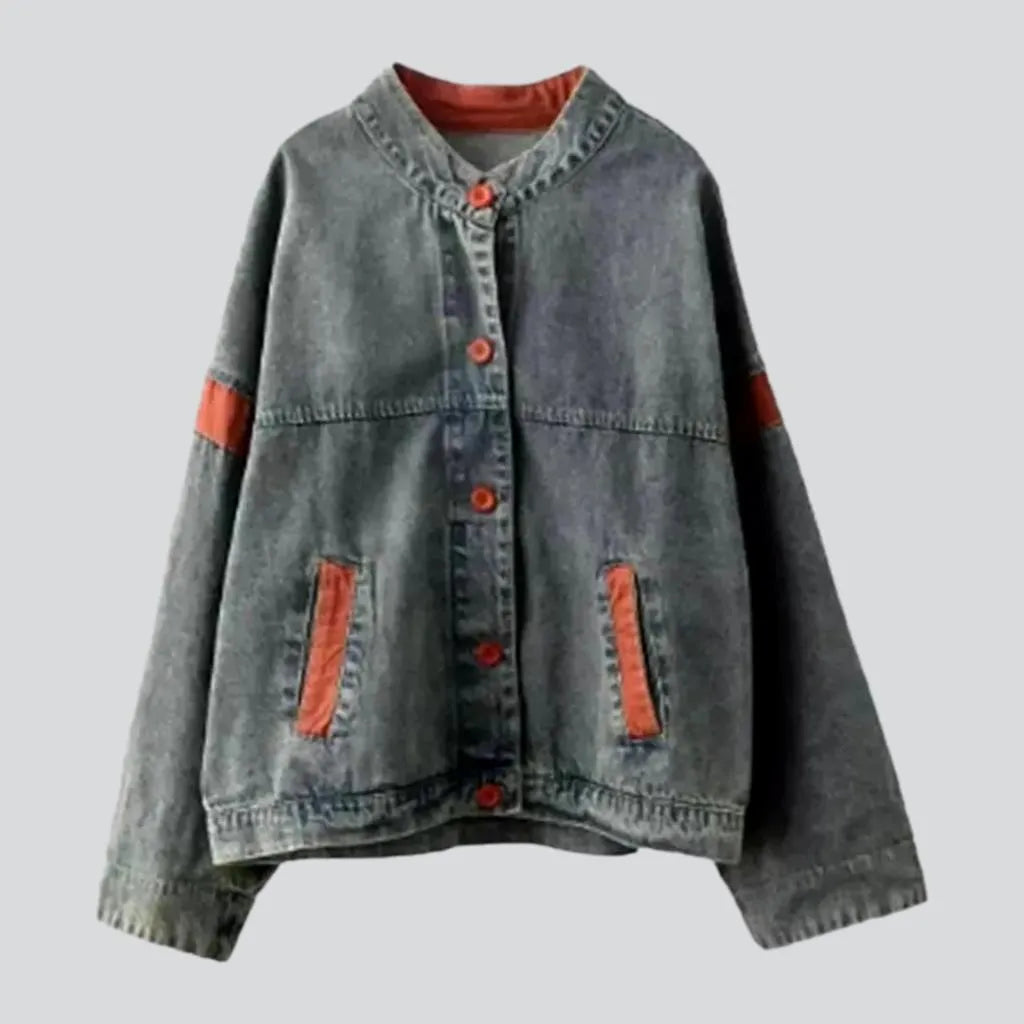 Red-buttons vintage jean jacket | Jeans4you.shop