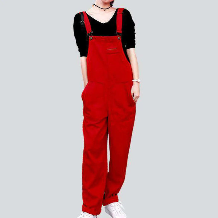 Red denim dungaree for women | Jeans4you.shop