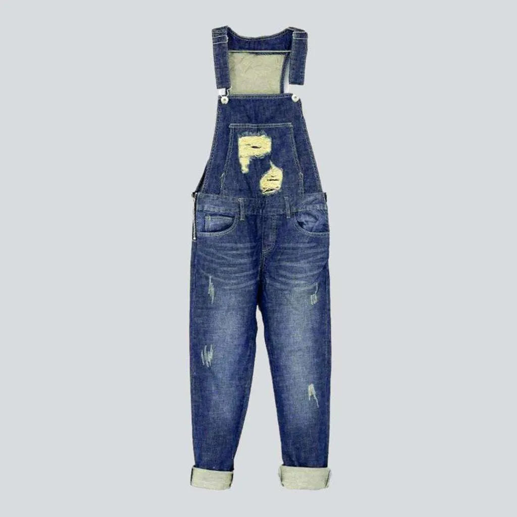 Ripped chest slim denim dungaree | Jeans4you.shop