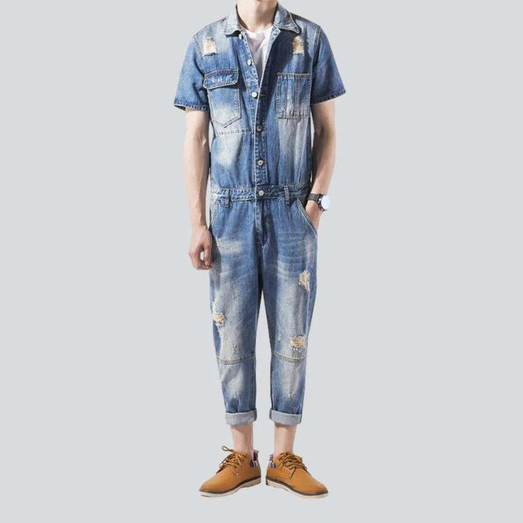 Ripped denim overall for men | Jeans4you.shop