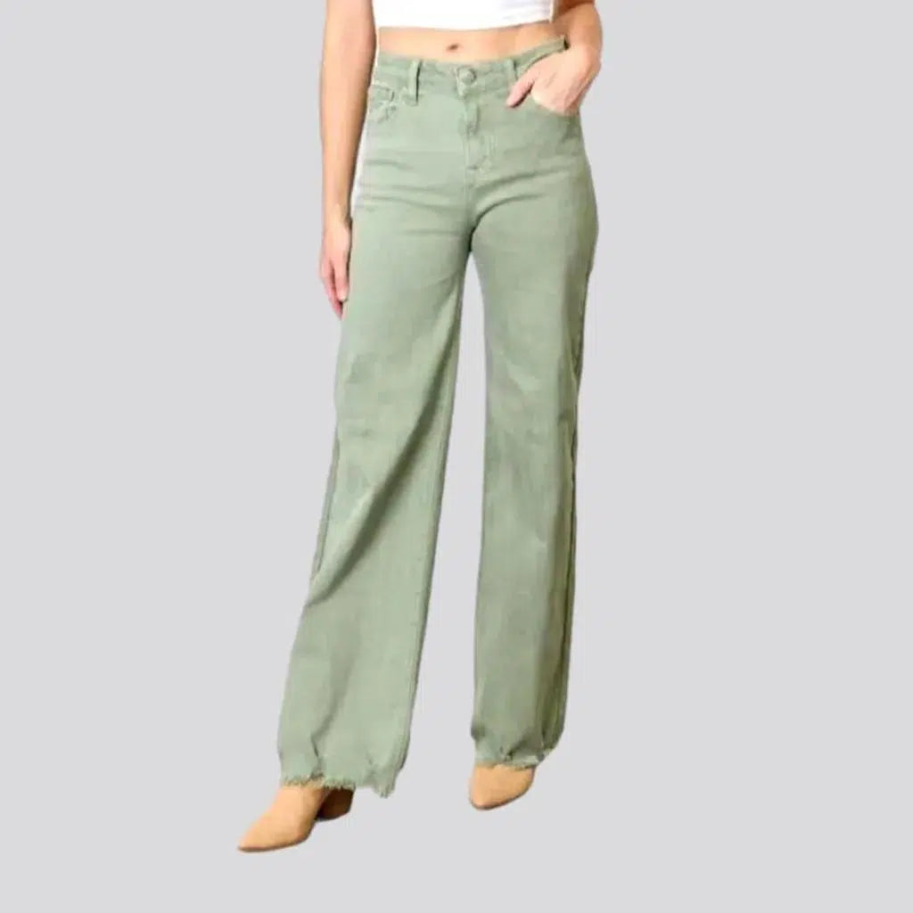 Ripped-hem women's color jeans | Jeans4you.shop
