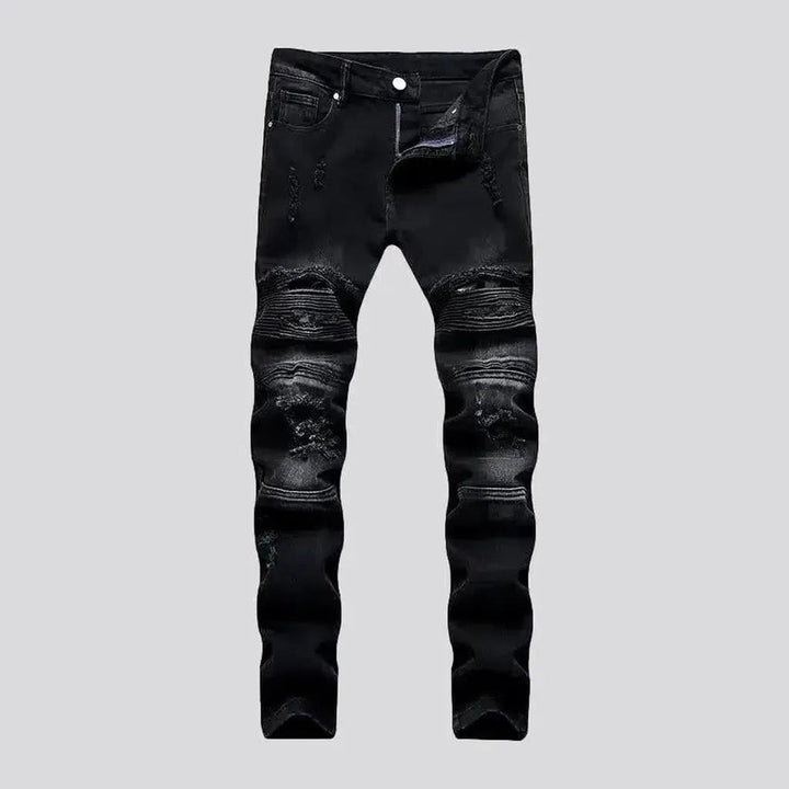 Ripped-knees men's moto jeans | Jeans4you.shop