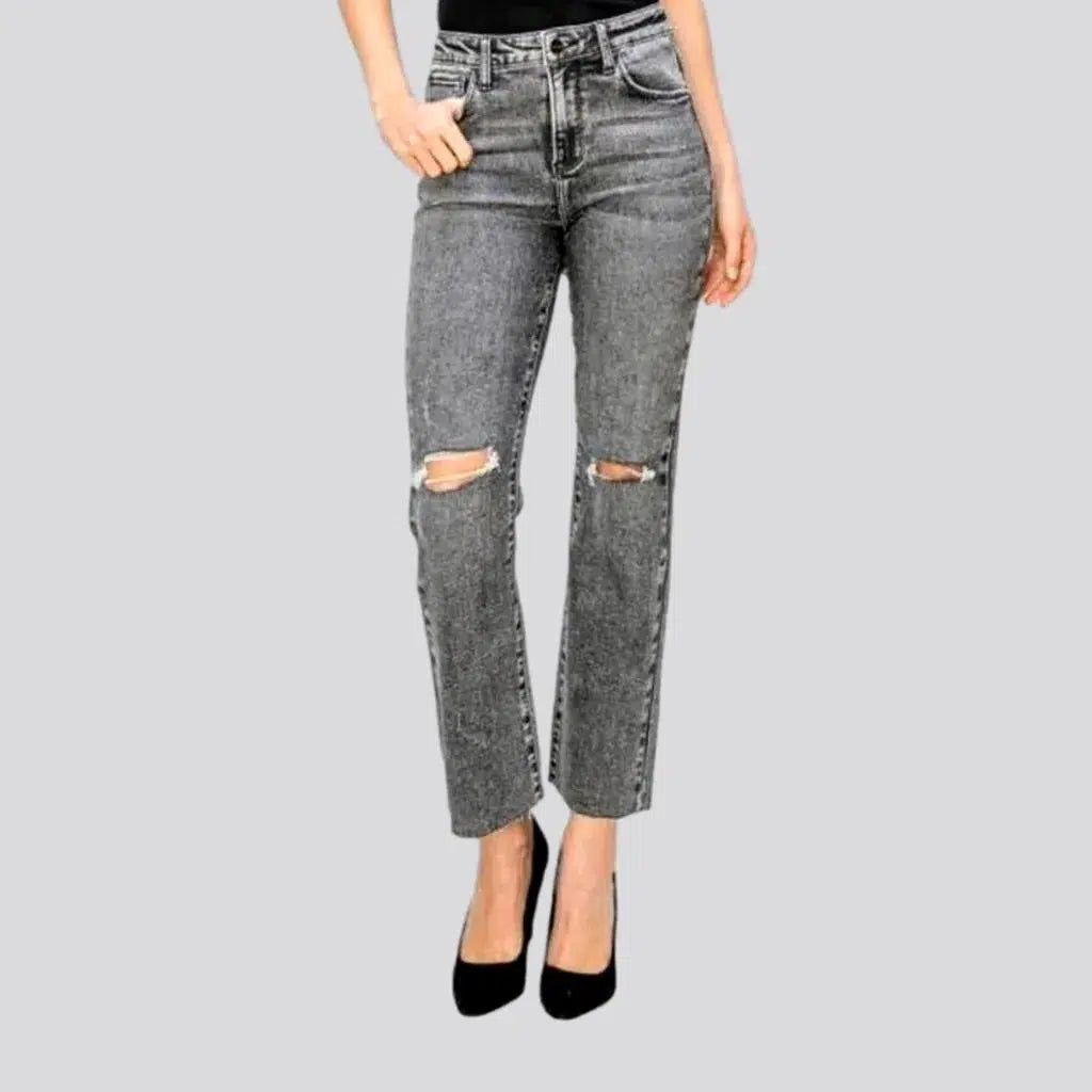 Ripped-knees women's street jeans | Jeans4you.shop