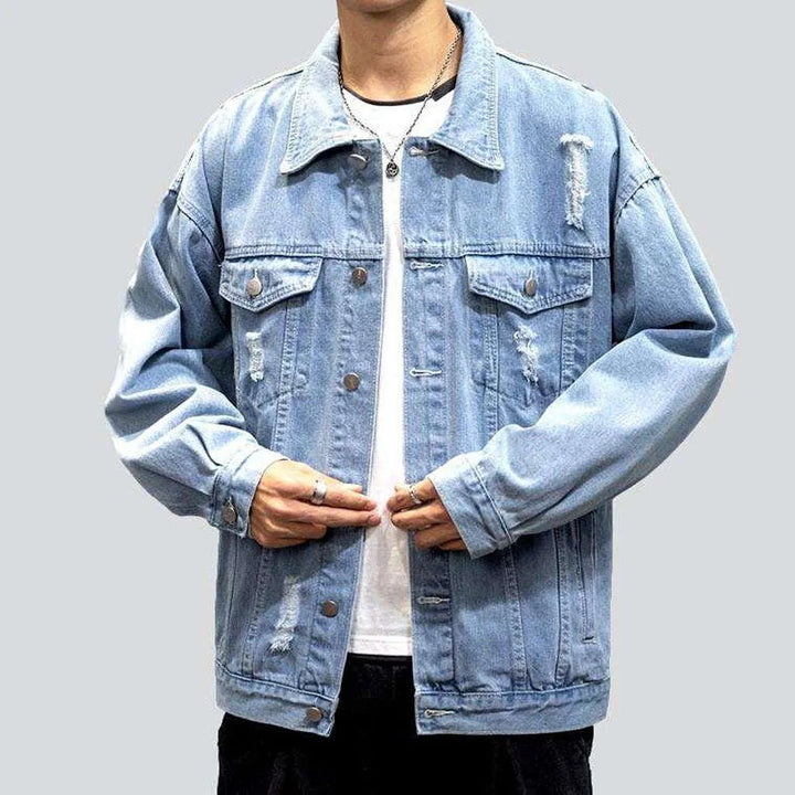 Ripped oversized men's denim jacket | Jeans4you.shop