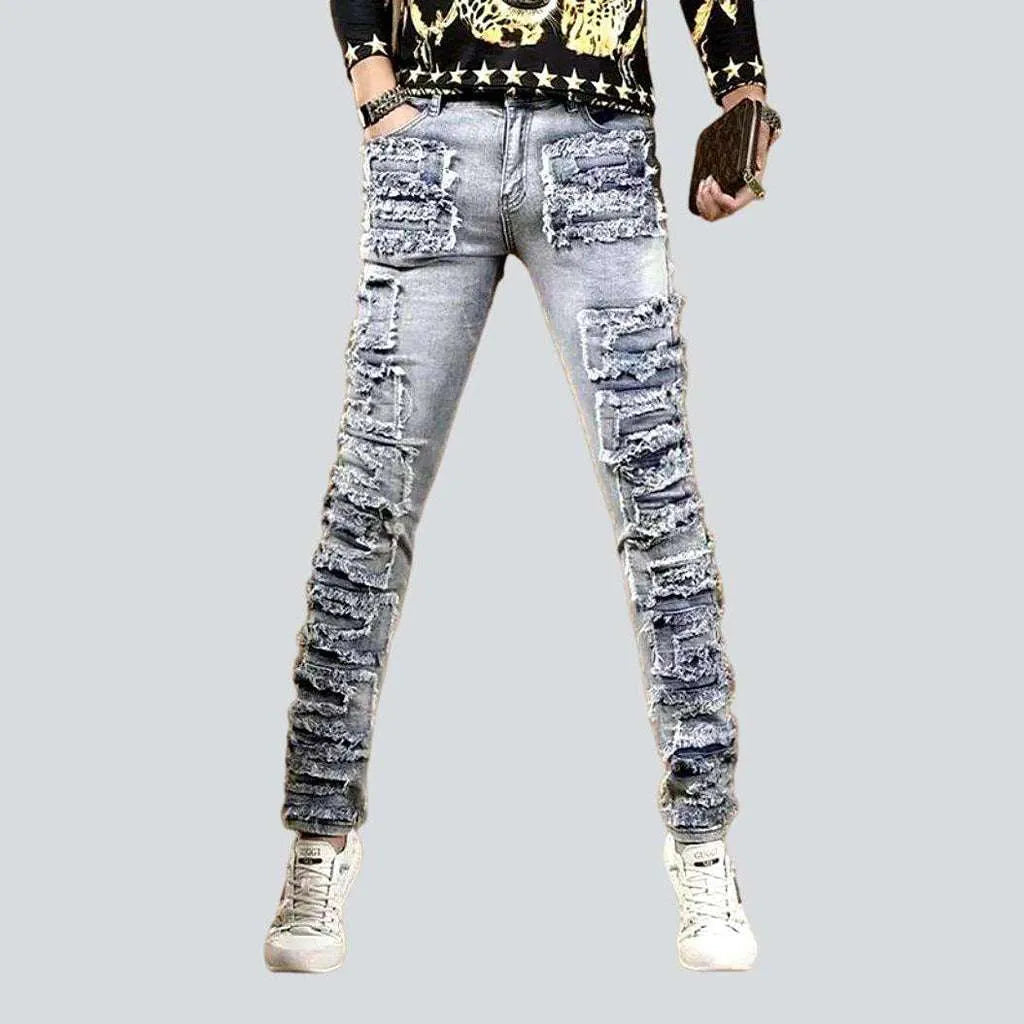 Ripped patch skinny men's jeans | Jeans4you.shop