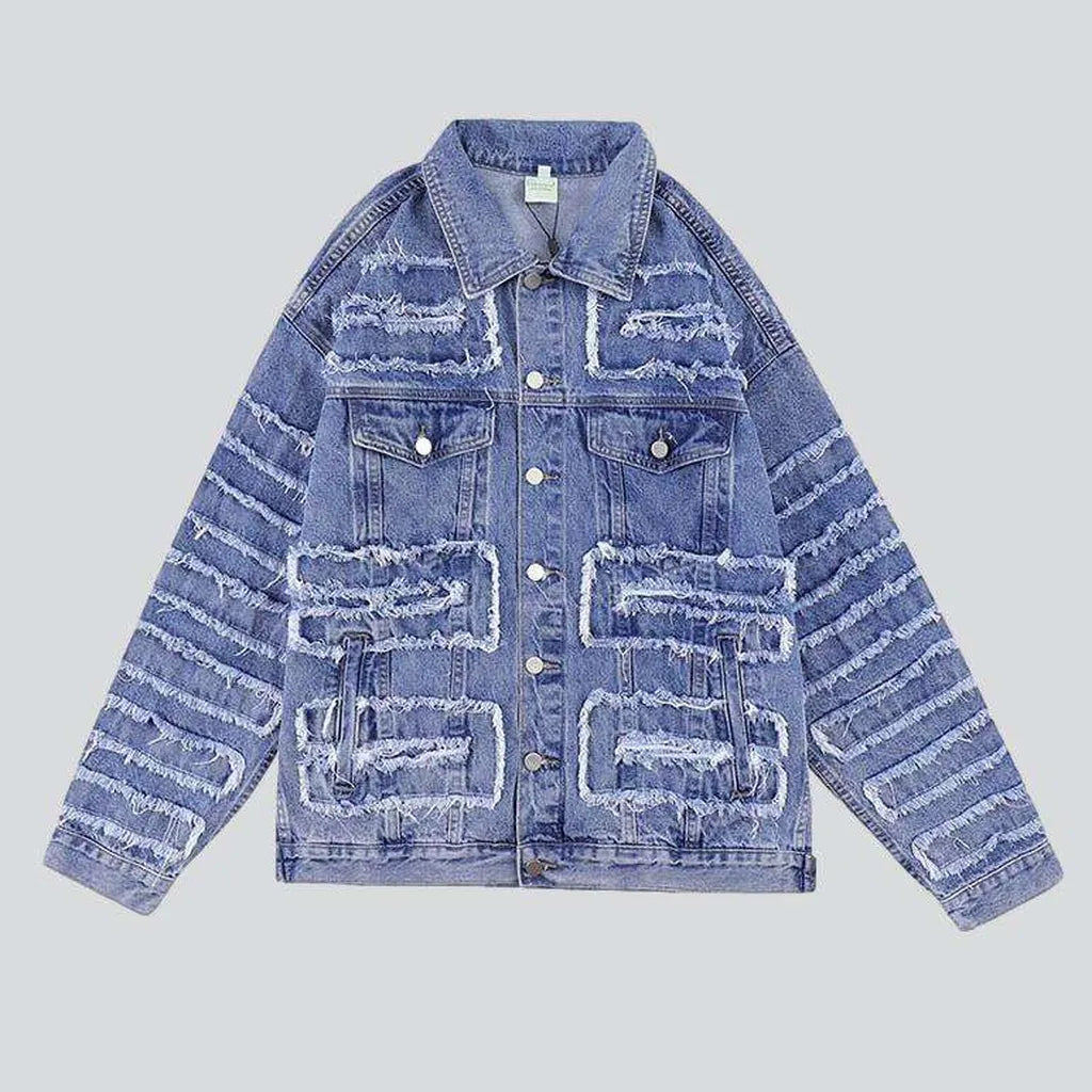 Ripped patchwork men's denim jacket | Jeans4you.shop