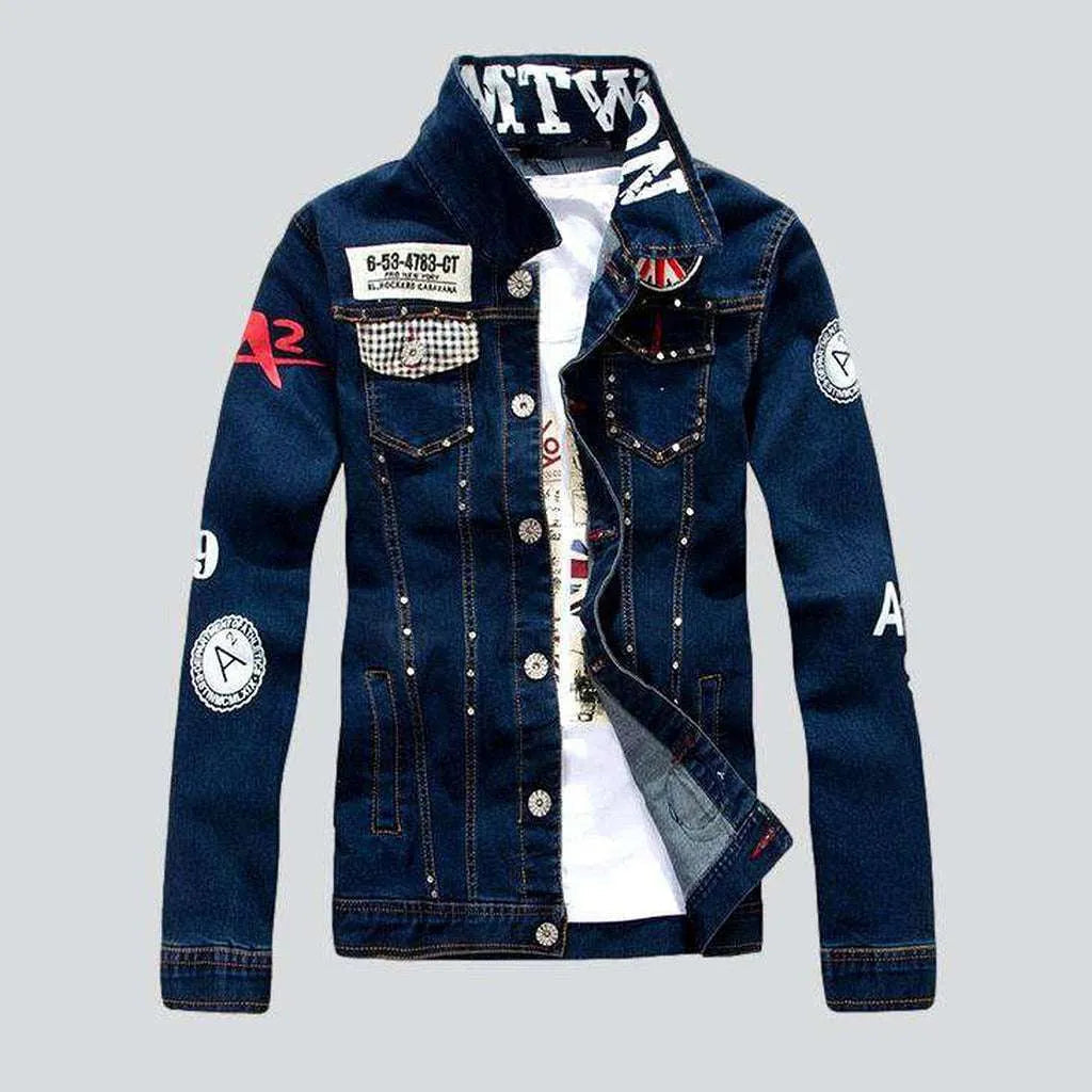 Rivet embellished embroidered denim jacket | Jeans4you.shop