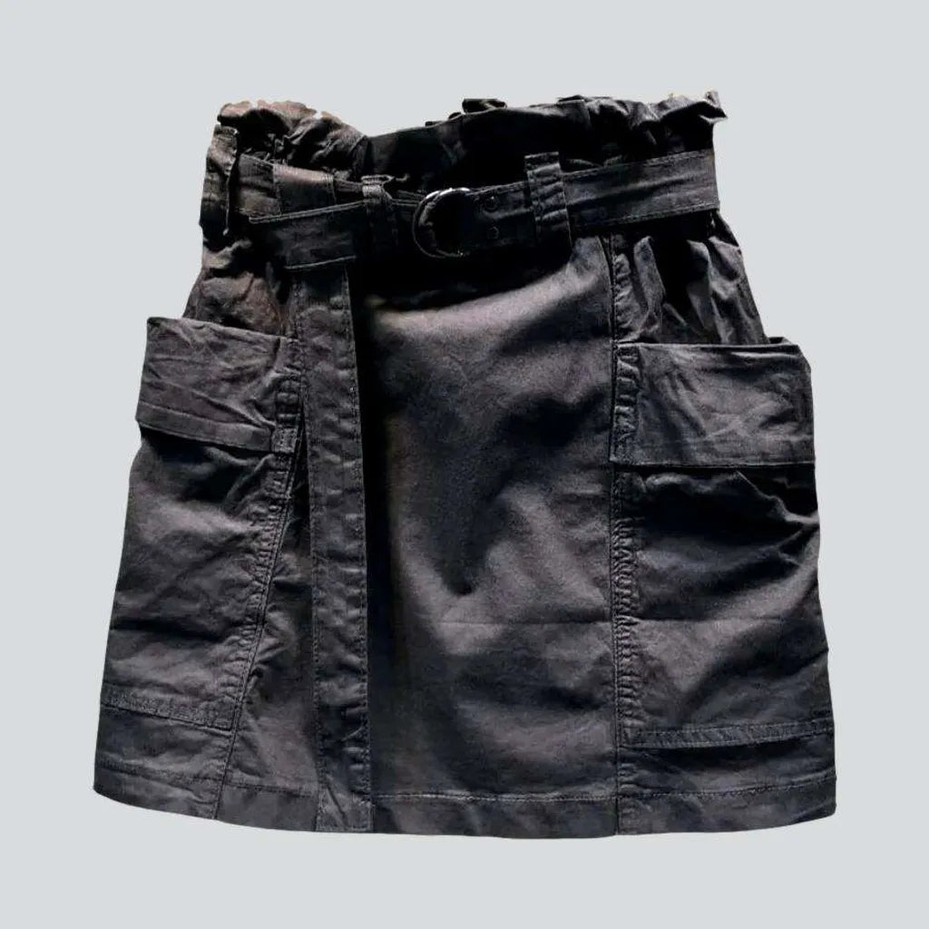 Roomy pocket coated denim skirt | Jeans4you.shop