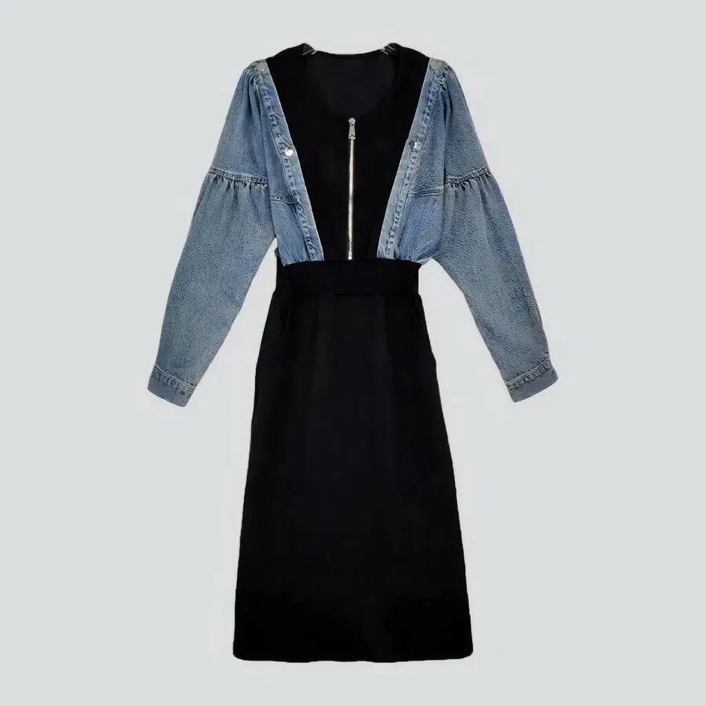Round-collar long denim dress for women | Jeans4you.shop