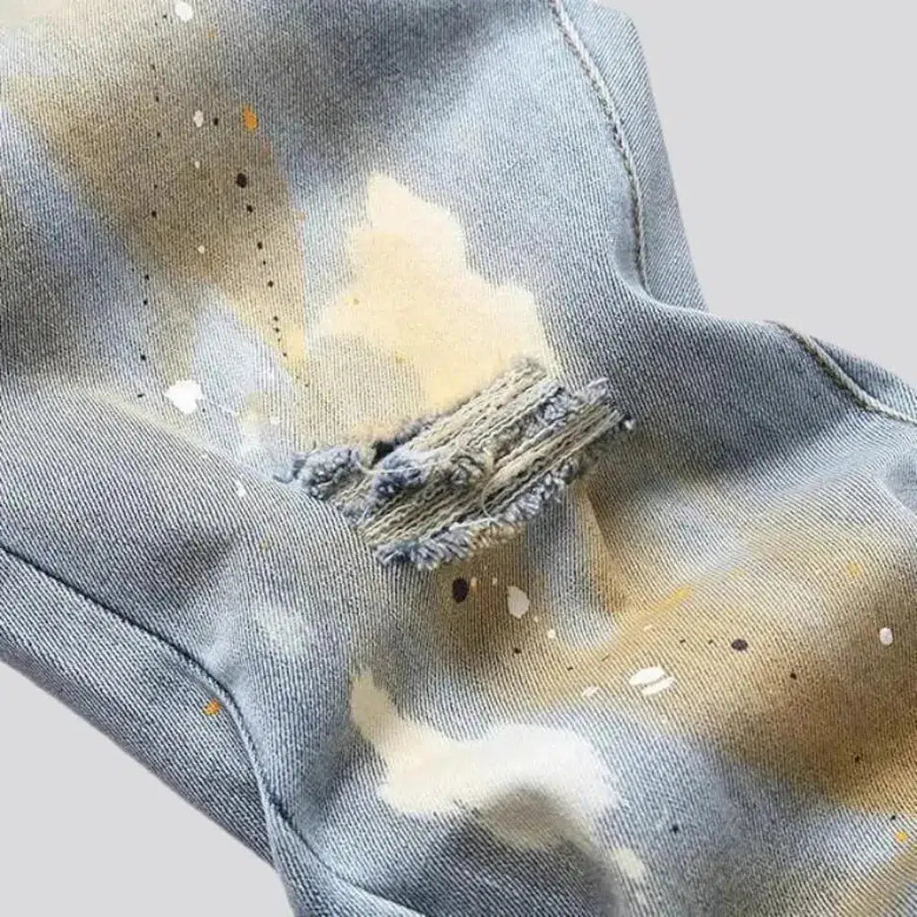 Light-wash painted jeans
 for men