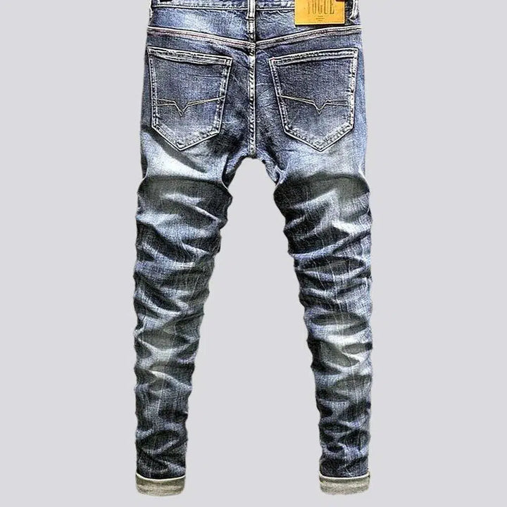 Small eagle embroidery street jeans
