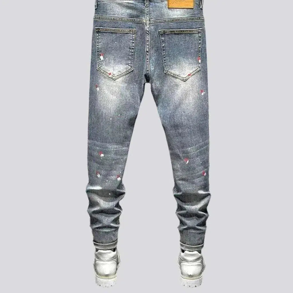 Distressed grey cast jeans
 for men