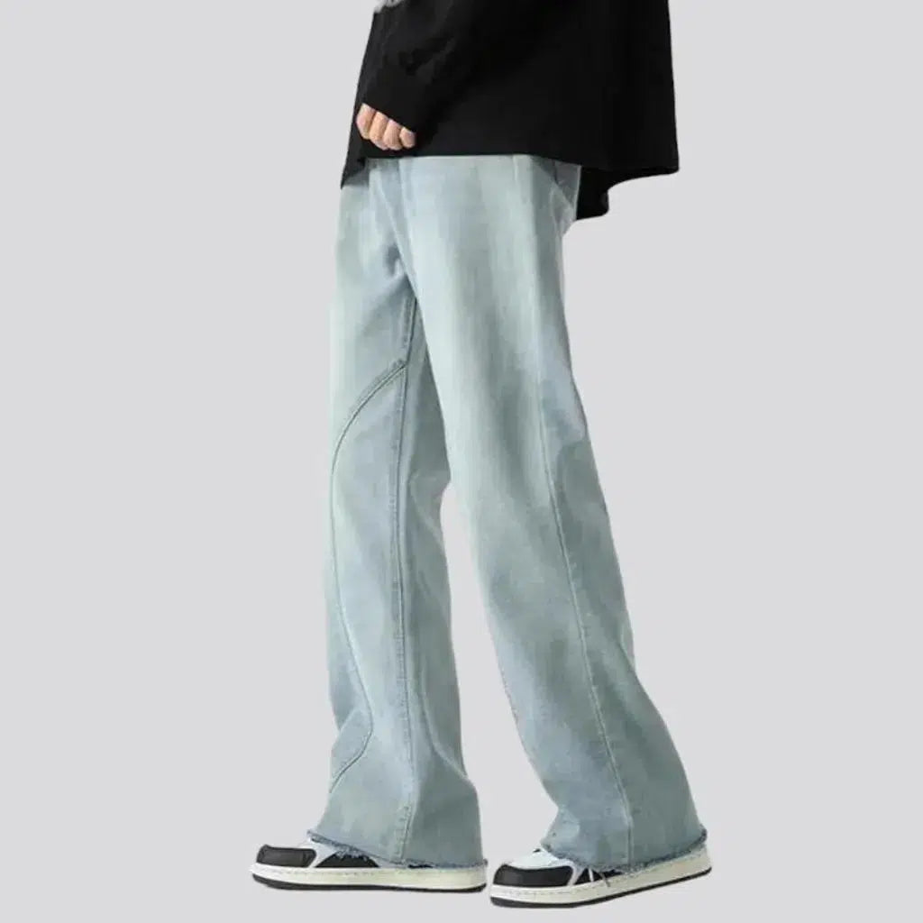 Floor-length men's high-waist jeans