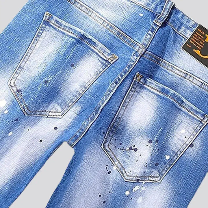 Light wash men's sanded jeans
