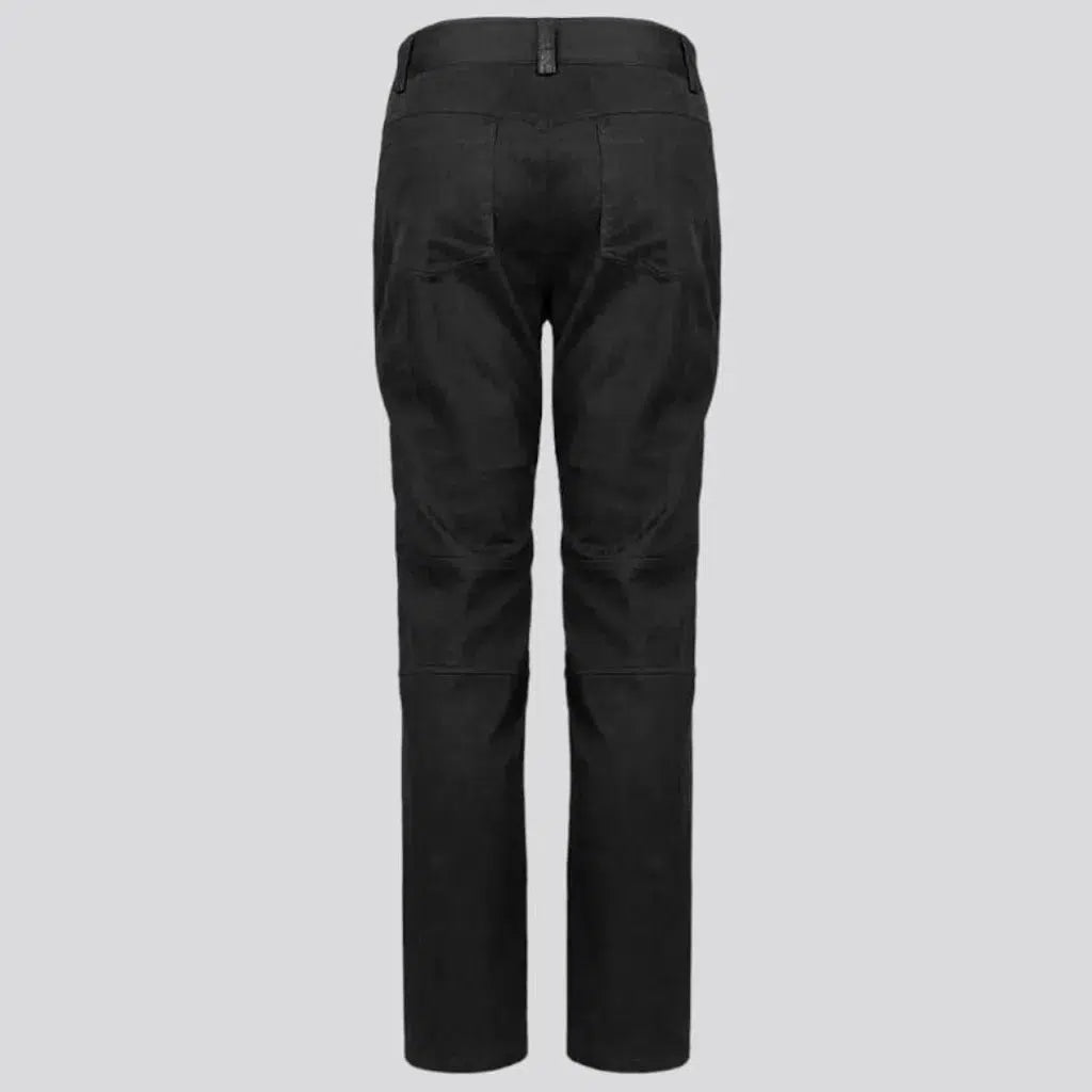 Mixed-fabrics rivet jeans
 for men