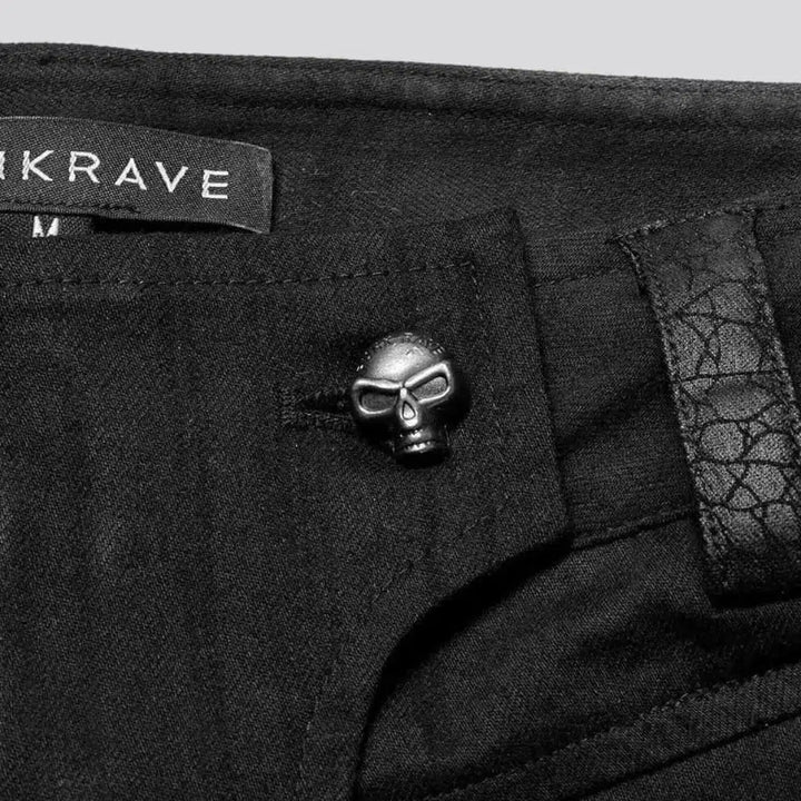 Mixed-fabrics rivet jeans
 for men