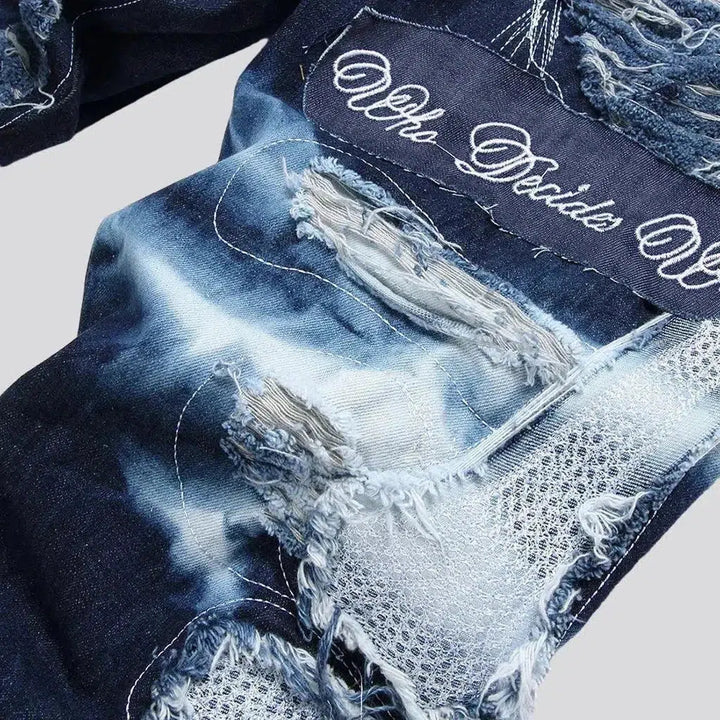 Distressed tie-dyed jeans
 for men