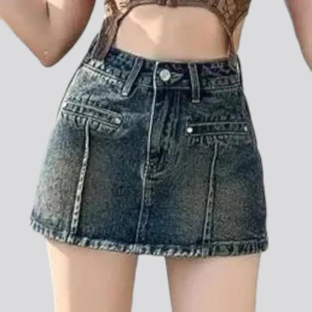 Street front-seams women's jean skort